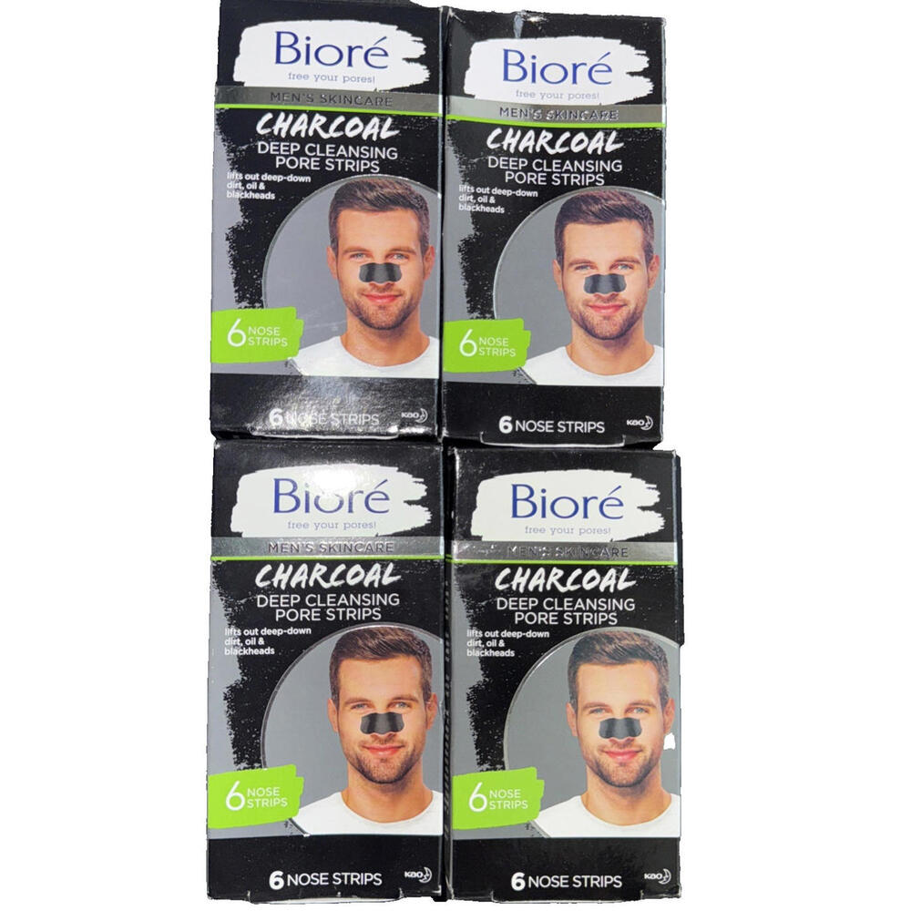 Set of 4 Bioré Men's Nose Pore Strips Blackhead Removal Deep Cleansing  24 Total